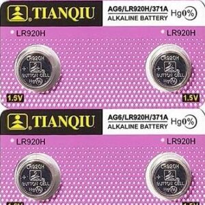 Малка AG6 бутонна алкална батерия с напрежение 1.5V, идеална за електронни часовници, калкулатори, играчки и дистанционни управления.