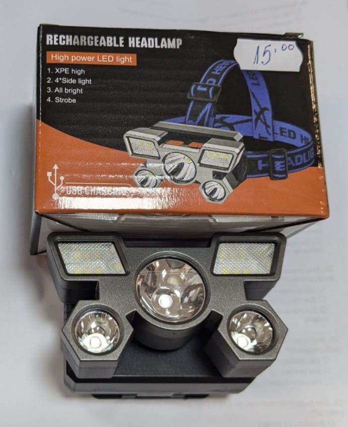 LED фенер за глава с 4 режима на работа и USB зарядно гнездо.1