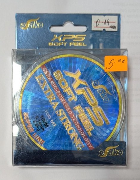 Опаковка на риболовно влакно Sako XPS Soft Feel Extra Strong с диаметър 0.14 мм и дължина 100 м в син дизайн