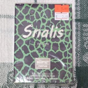 Матово черна бутилка SNALIS Eau de Toilette с метализиран лого на светъл фон.