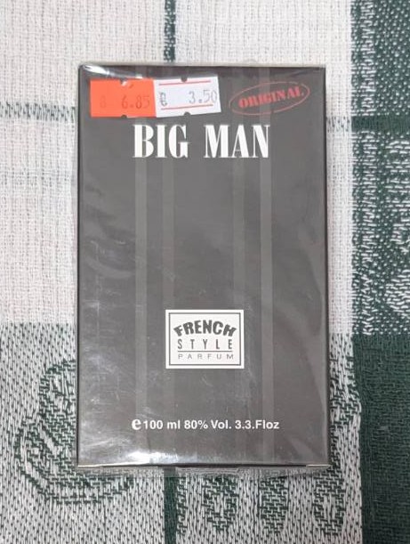 Мъжки парфюм BIG MAN – тоалетна вода 100 мл, в черна кутия с бял надпис. French Style Parfum.