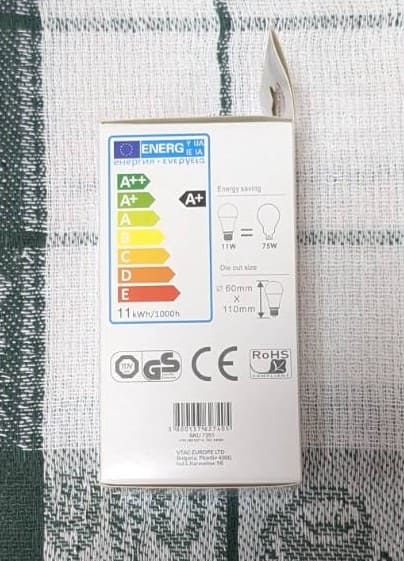 LED крушка V-TAC A60 11W = 75W, E27, 220V - Image 2
