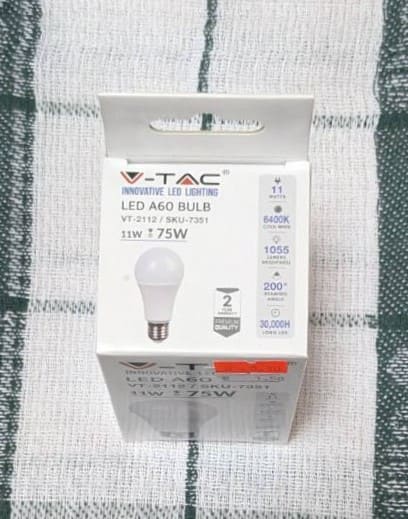 LED крушка V-TAC A60 11W = 75W, E27, 220V - Image 5