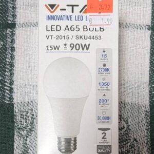 LED крушка V-TAC A65 15W = 90W, E27, 220-240V
