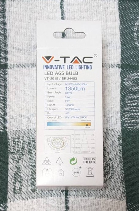 LED крушка V-TAC A65 15W = 90W, E27, 220-240V - Image 3