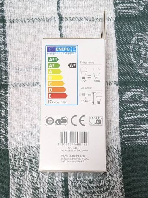 LED крушка V-TAC A65 17W = 100W, E27, 220-240V - Image 2