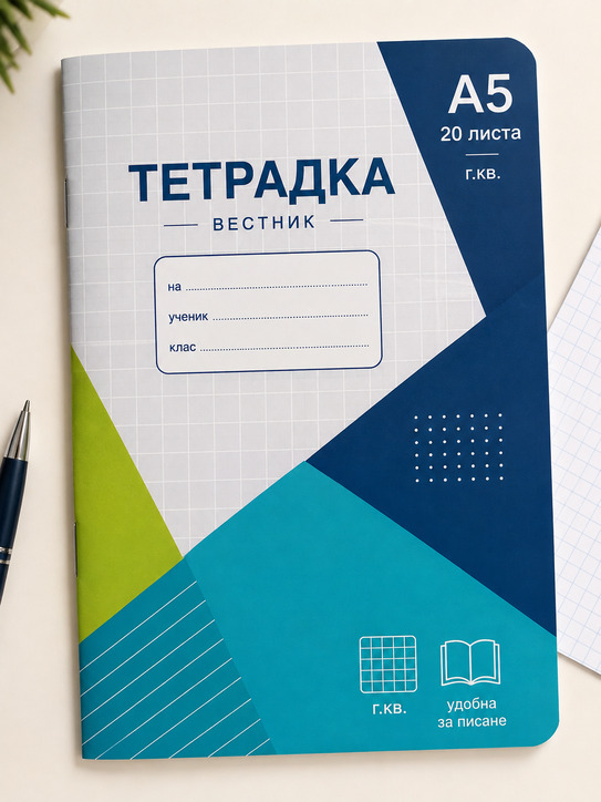 Тетрадка вестник с големи квадратчета 20 листа