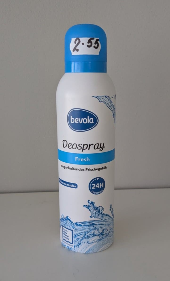 bevola Deospray Fresh 200 ml е дезодорант спрей със свеж аромат, обозначена 24-часова защита и 0% алуминиеви соли.